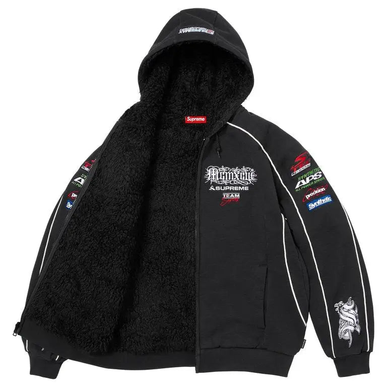 Supreme Racing LIned Zip-Up Hoodie Black Large