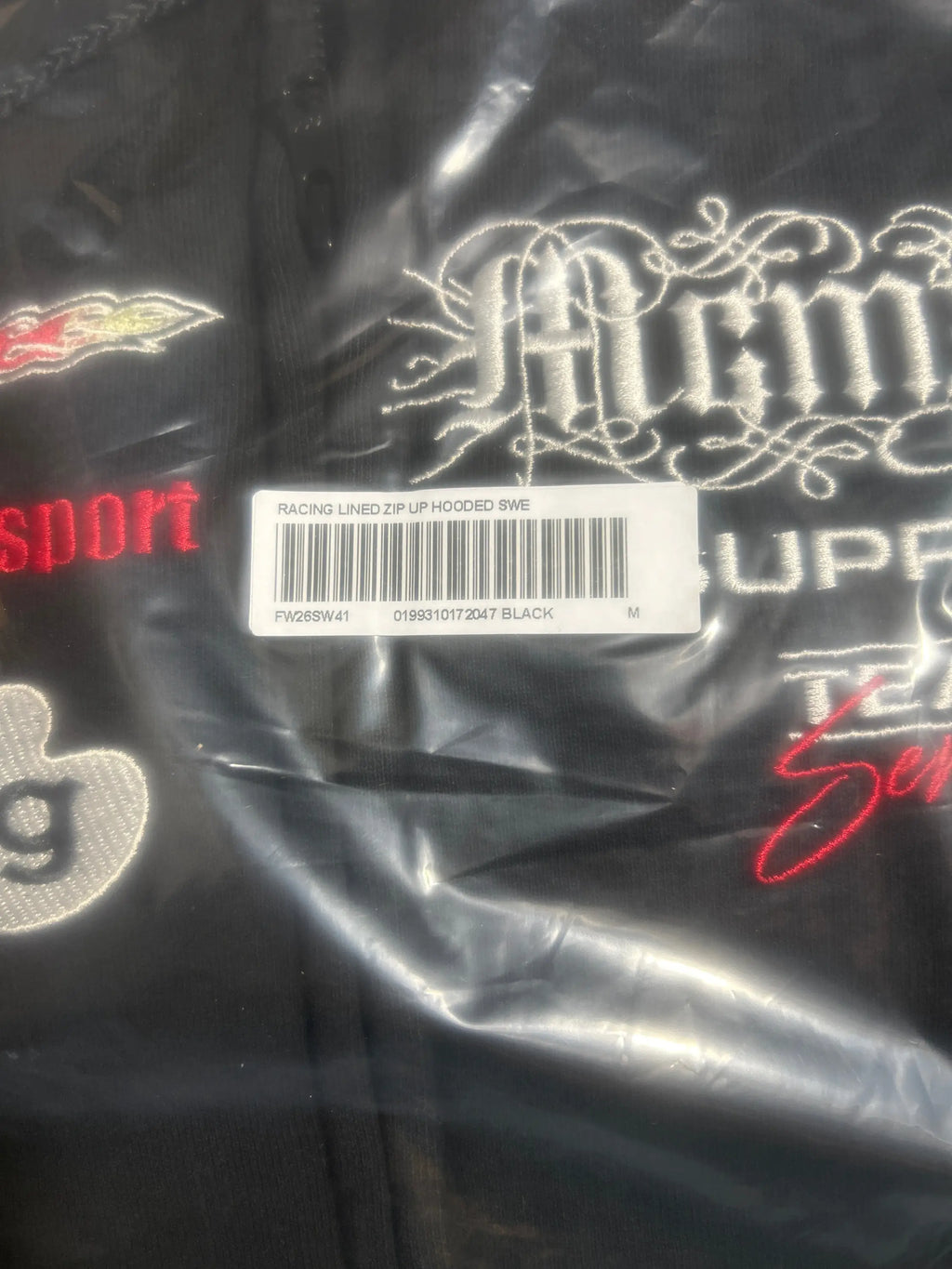 Supreme Racing LIned Zip-Up Hoodie Black Medium