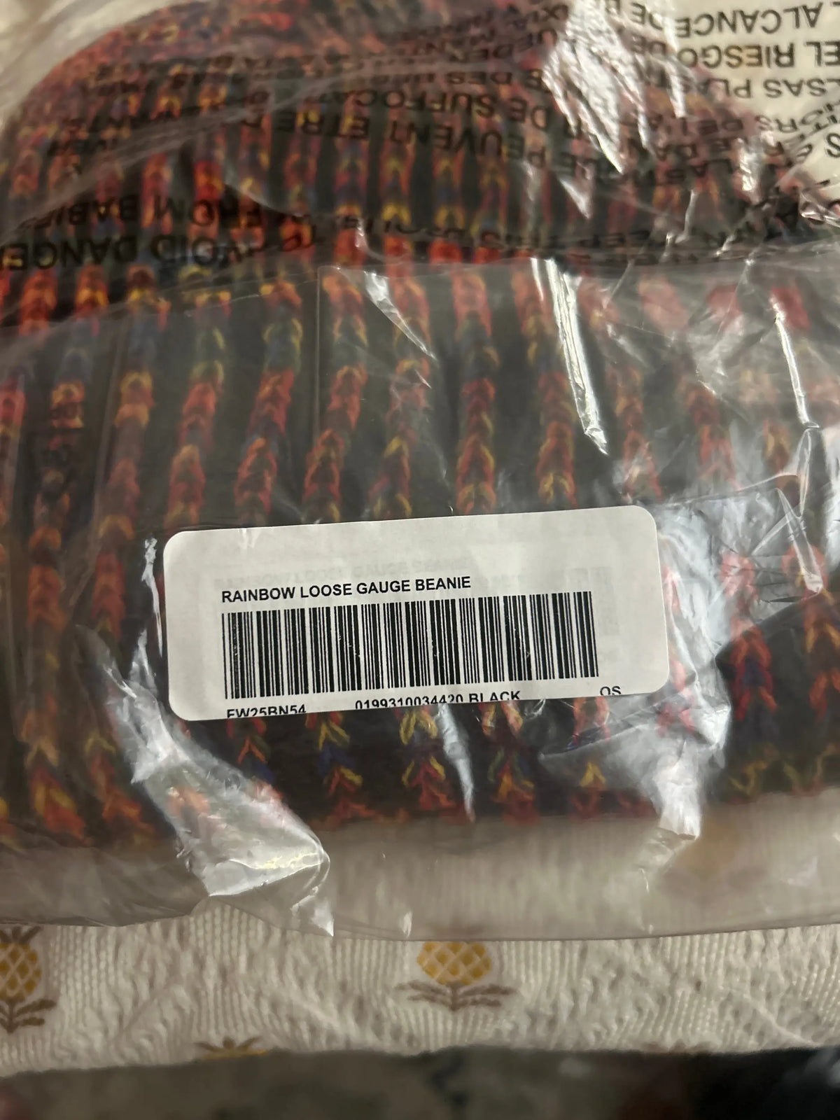 Supreme Rainbow Loose Gauge Beanie Black