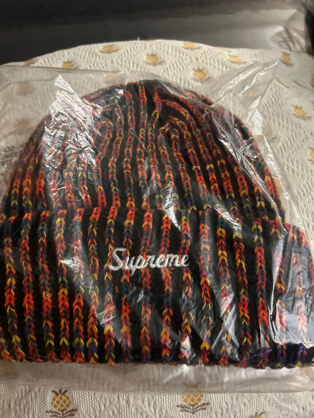 Supreme Rainbow Loose Gauge Beanie Black