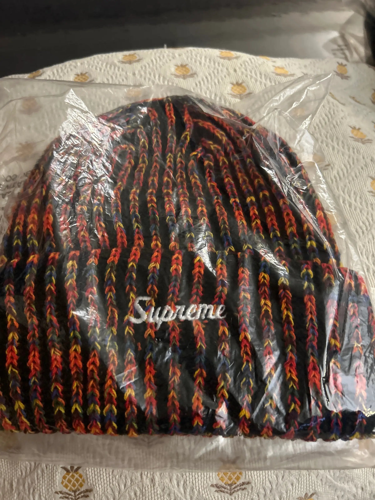 Supreme Rainbow Loose Gauge Beanie Black