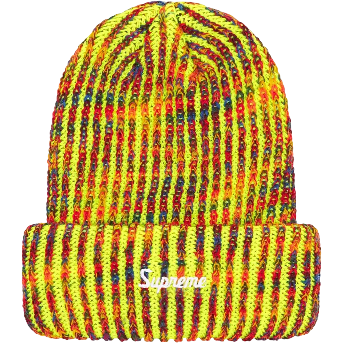 Supreme Rainbow Loose Gauge Beanie Neon Yellow - One size