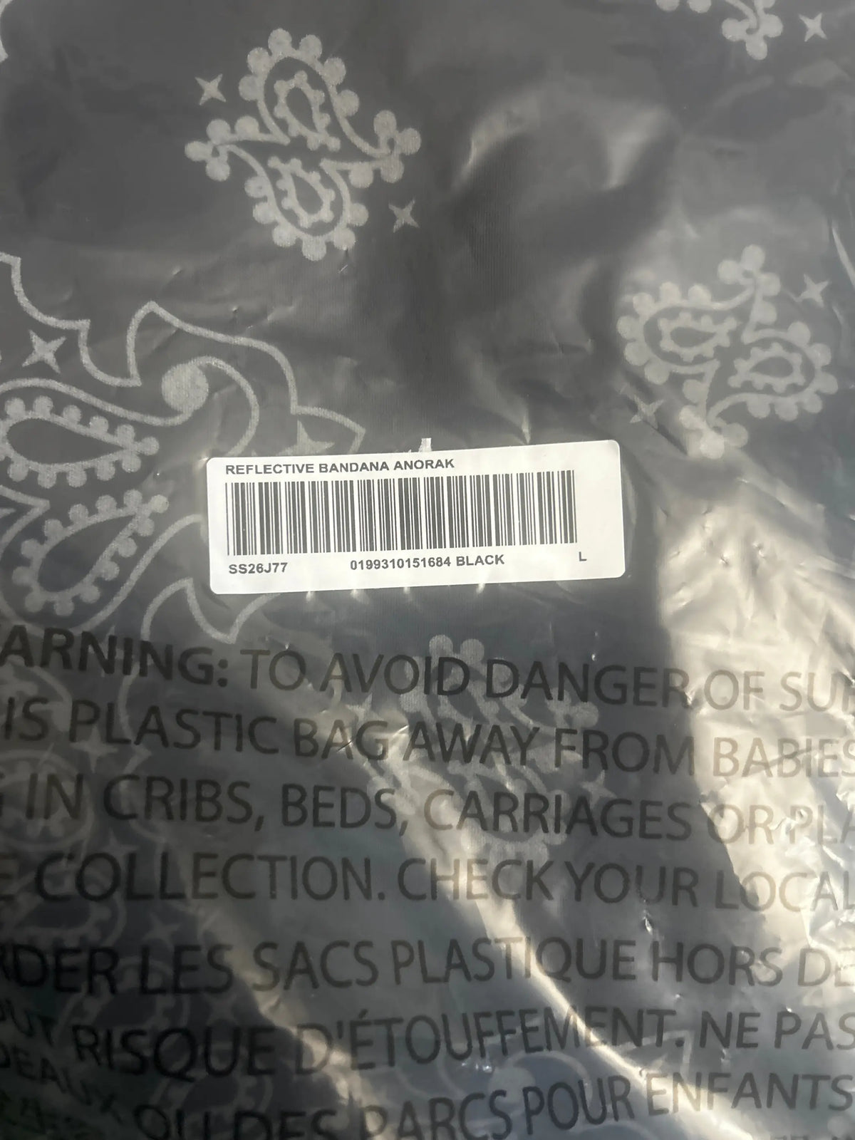 Supreme Reflective Bandanna Anorak Black Large