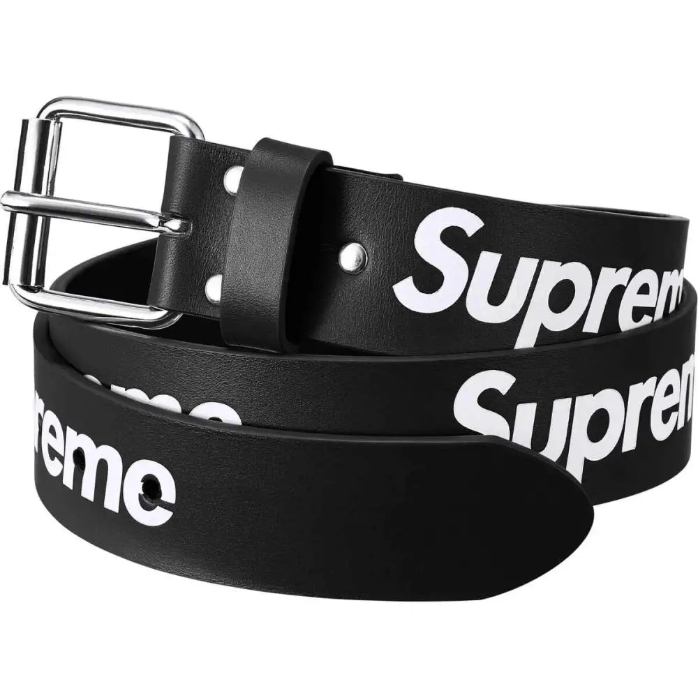 Supreme Repeat Leather Belt Medium Black - Accessory