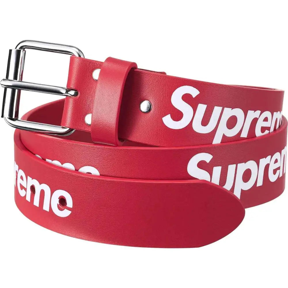 Supreme Repeat Leather Belt Medium Red - Accessory