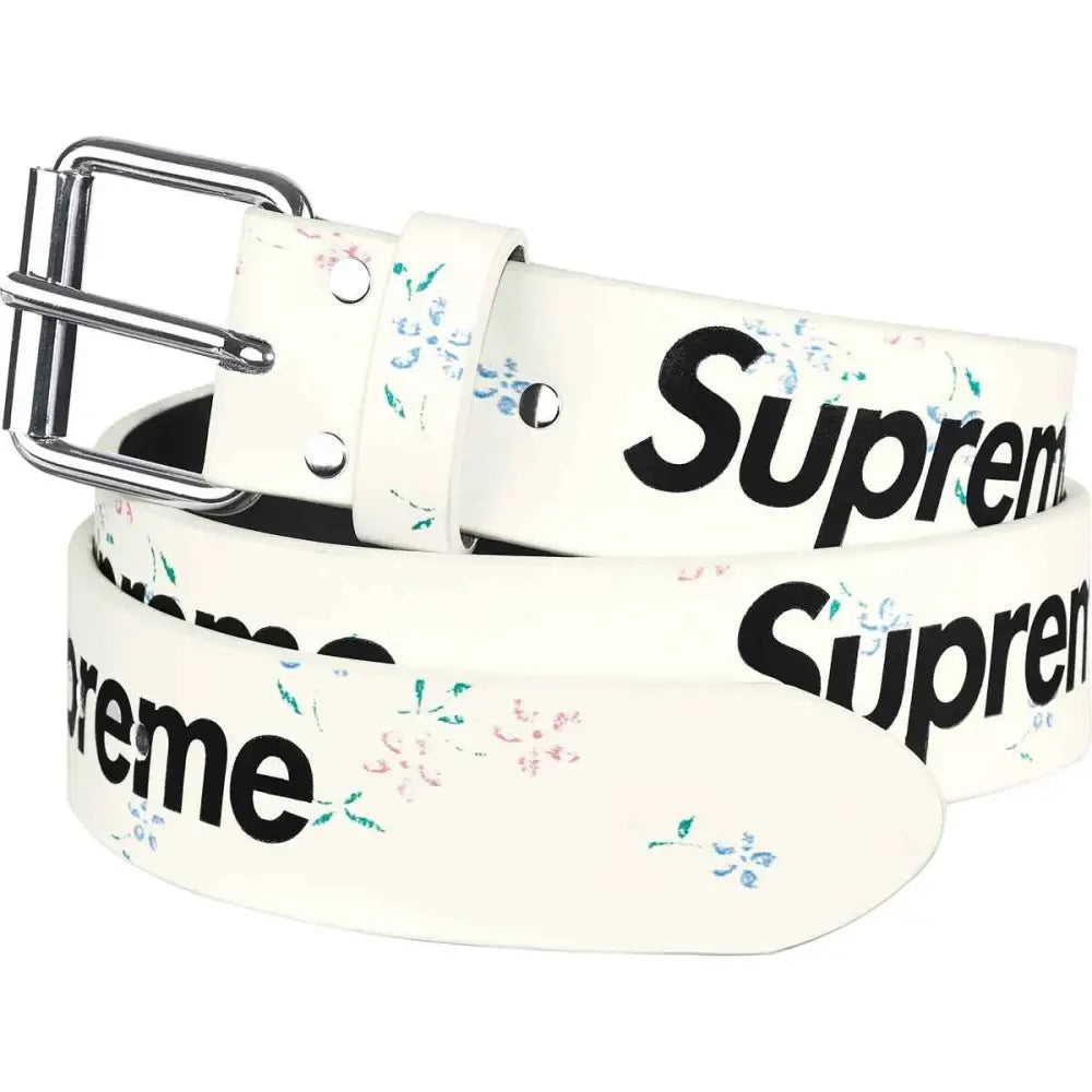 Supreme Repeat Leather Belt Medium White - Accessory