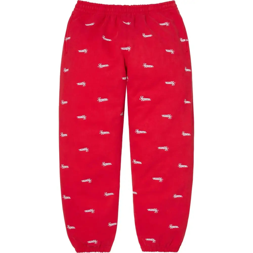 Supreme Repeat Script Zip-Up Hoodie and Sweatpants Red - M