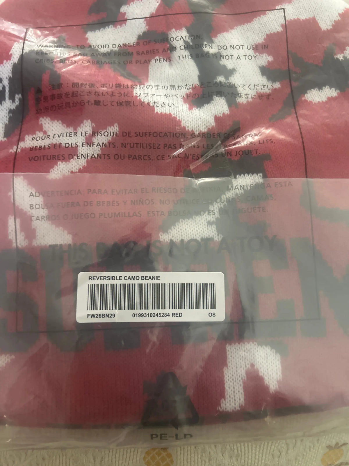 Supreme Reversible Camo Beanie Red