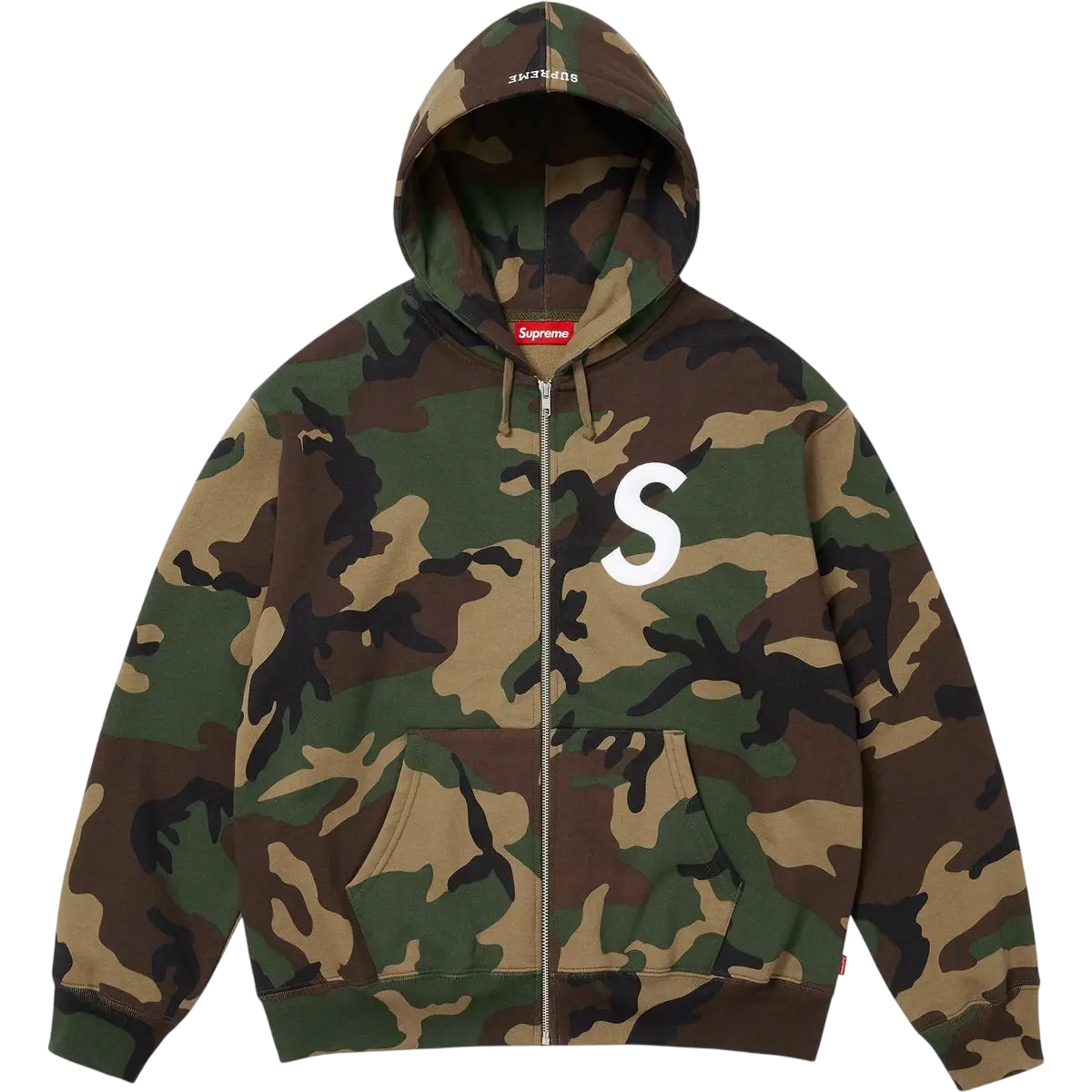 Supreme S Logo Zip Up Hoodie Woodland Camo - M