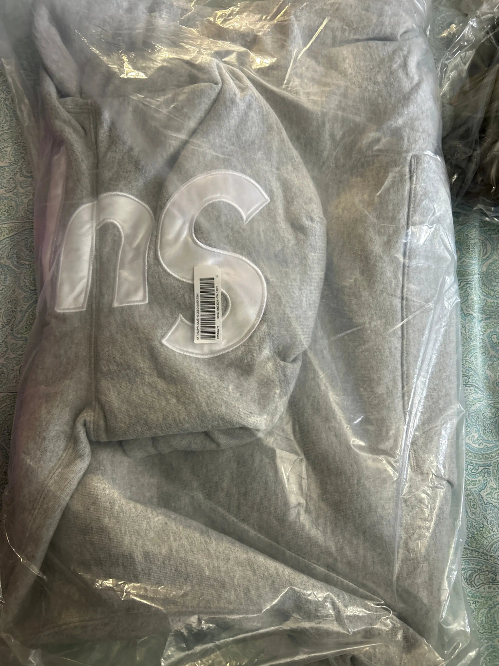 Supreme Satin Appliqué Hooded Sweatshirt (FW25) Gray Medium