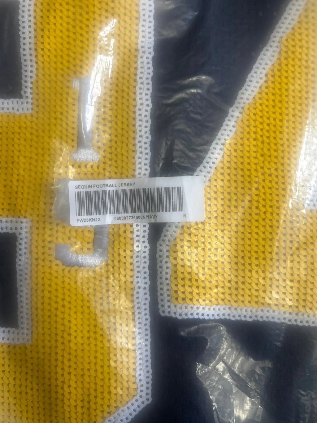Supreme Sequin Football Jersey Navy Medium