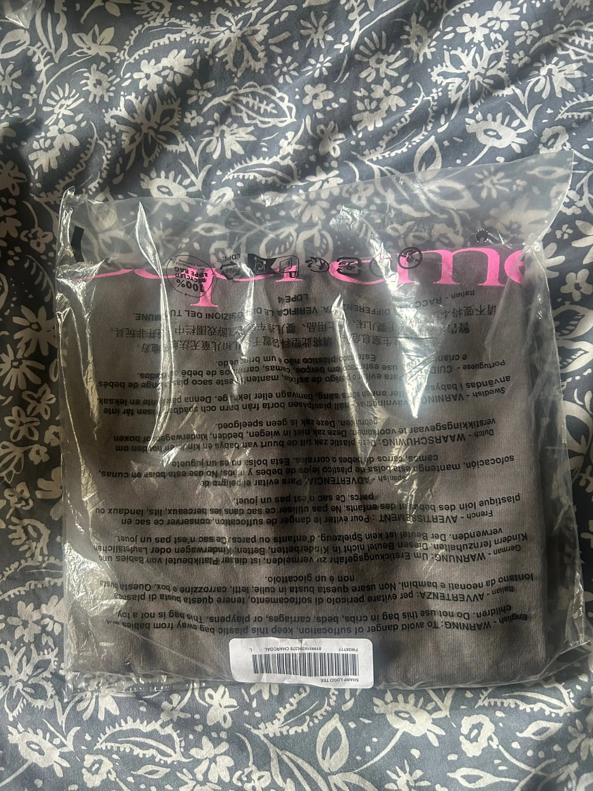 Supreme Sharp Spellout Tee Charcoal Large