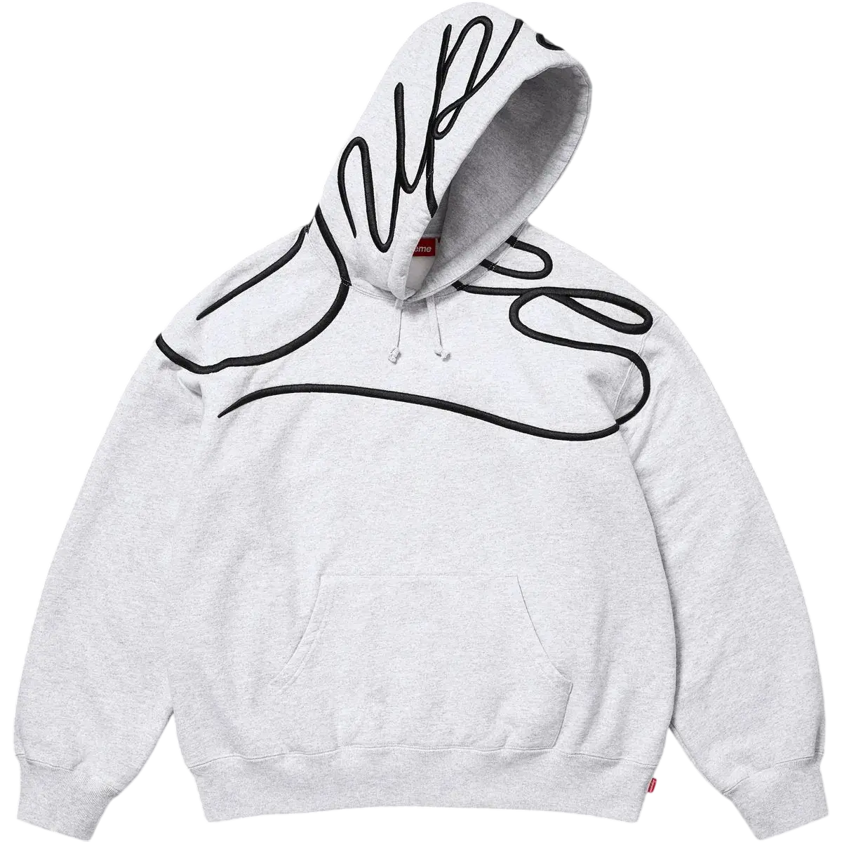 Supreme Shoulder Script Hooded Sweatshirt Heather Grey - M