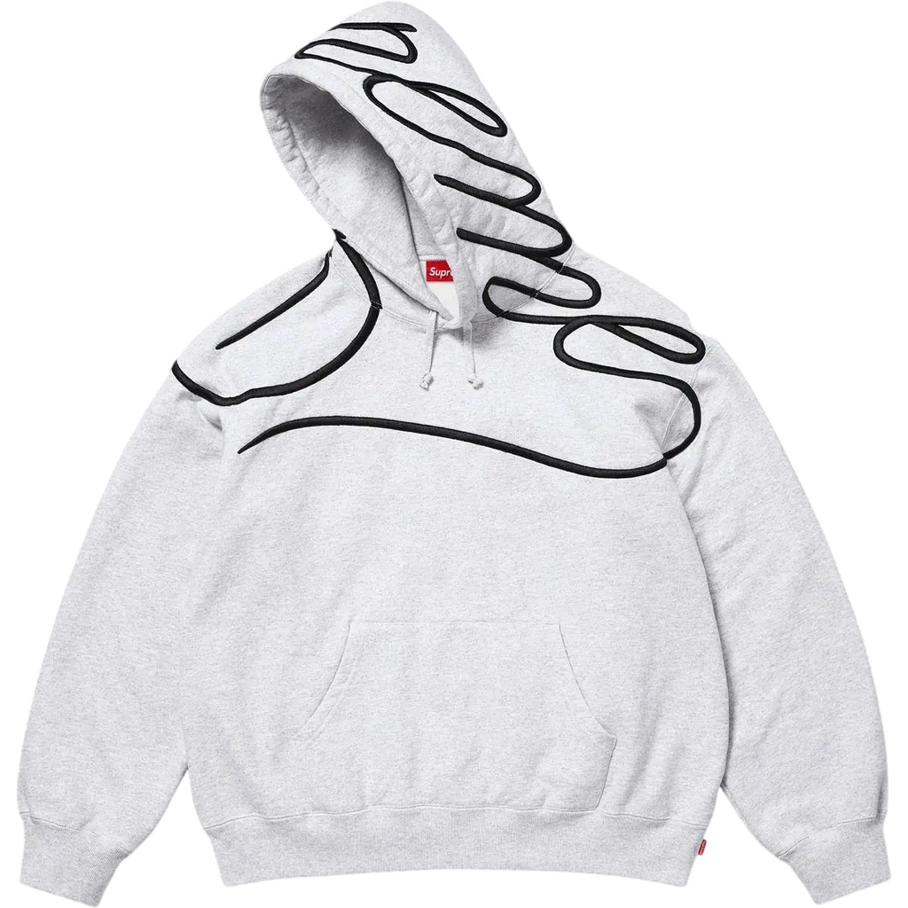 Supreme Shoulder Script Hooded Sweatshirt Heather Grey - M
