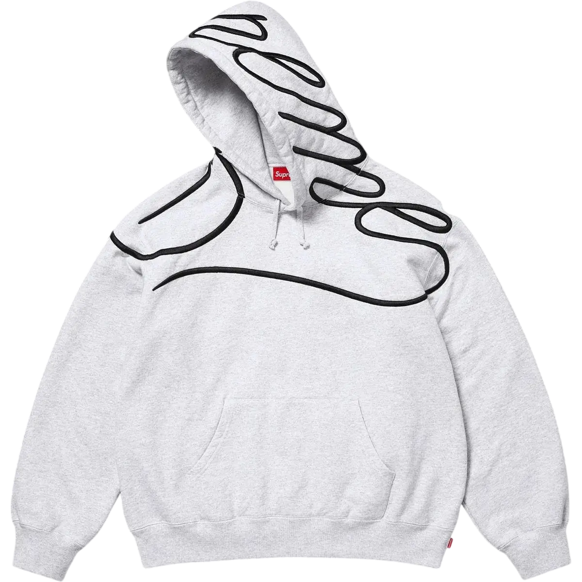 Supreme Shoulder Script Hooded Sweatshirt Heather Grey - M