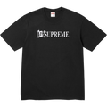 Black Supreme skull t-shirt featuring a white ds Supreme logo with ornate detailing on the front