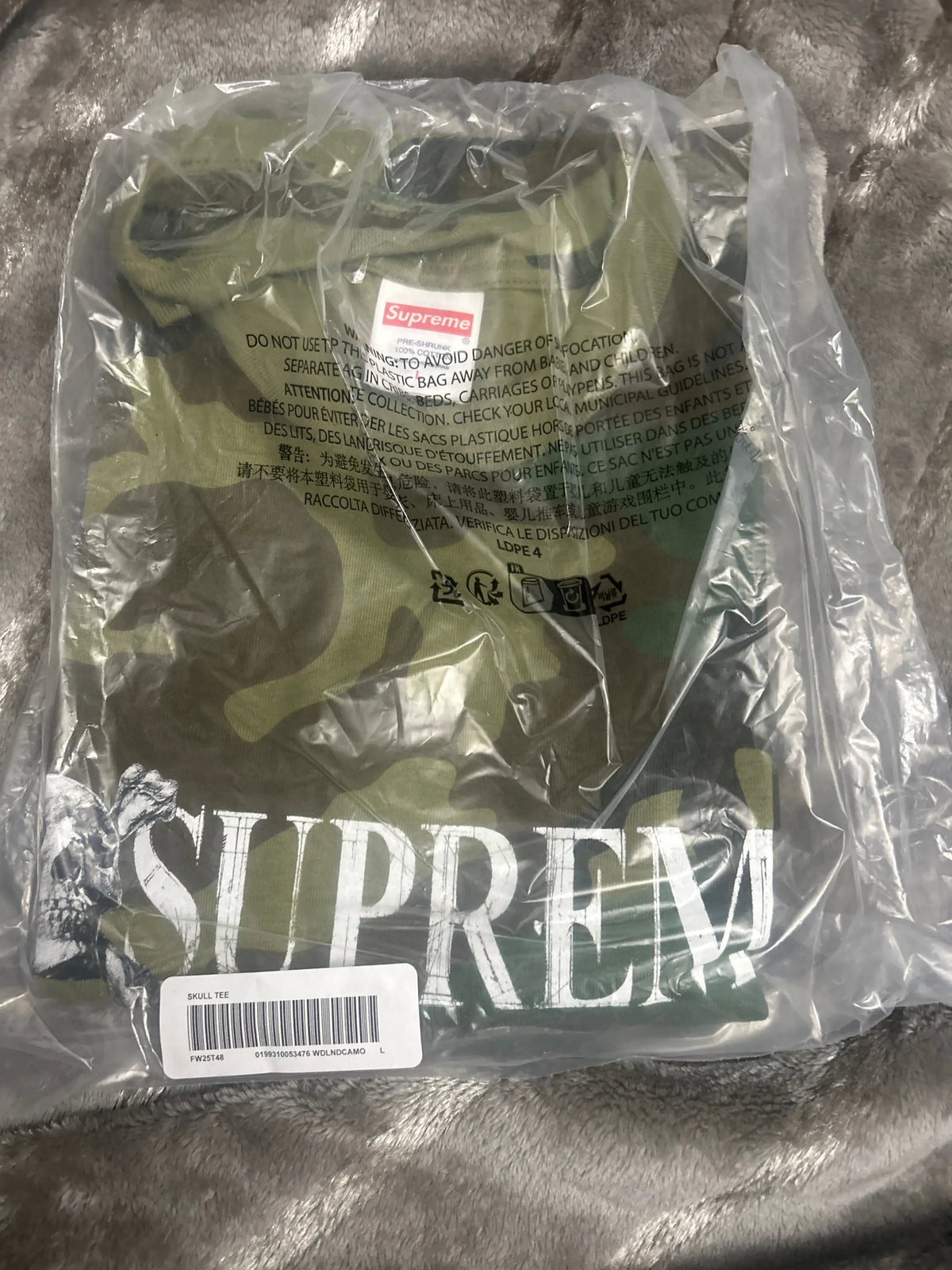 Supreme Skull T-Shirt Woodland Camo Large