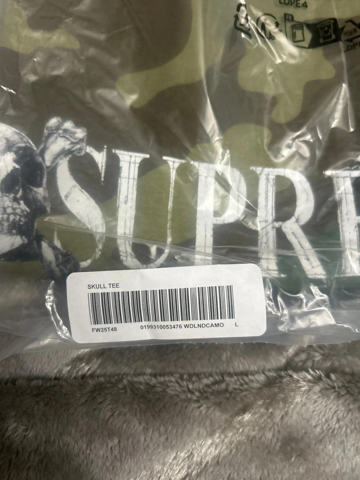 Supreme Skull T-Shirt Woodland Camo Large