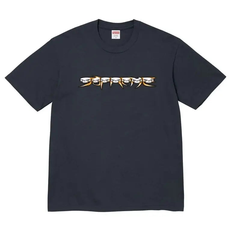 Supreme Skulls Spellout Tee Navy Large