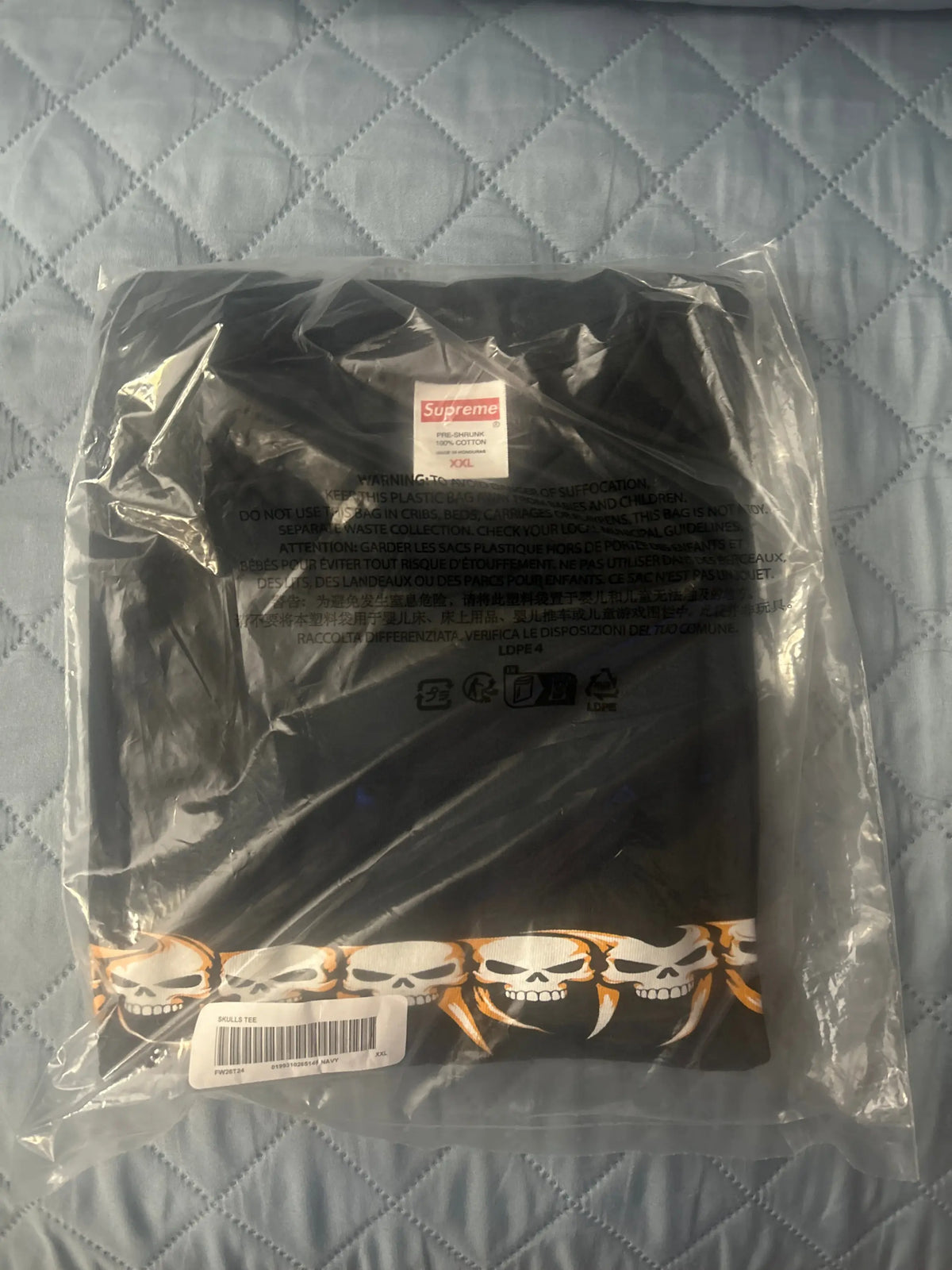 Supreme Skulls Spellout Tee Navy XXL