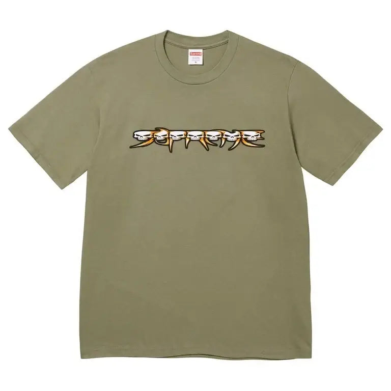 Supreme Skulls Spellout Tee Olive Large
