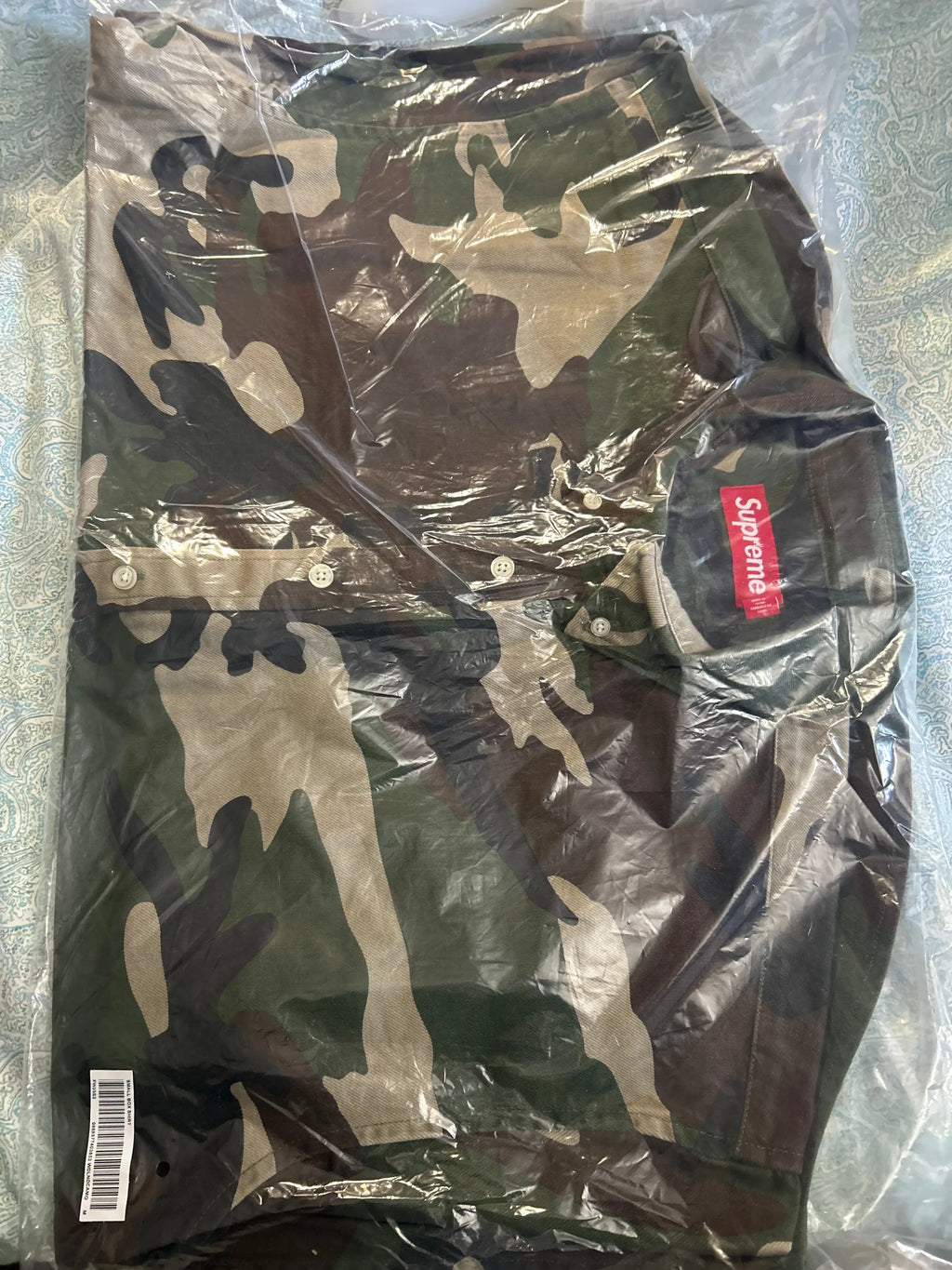 Supreme Small Box Denim Shirt Woodland Camo Medium