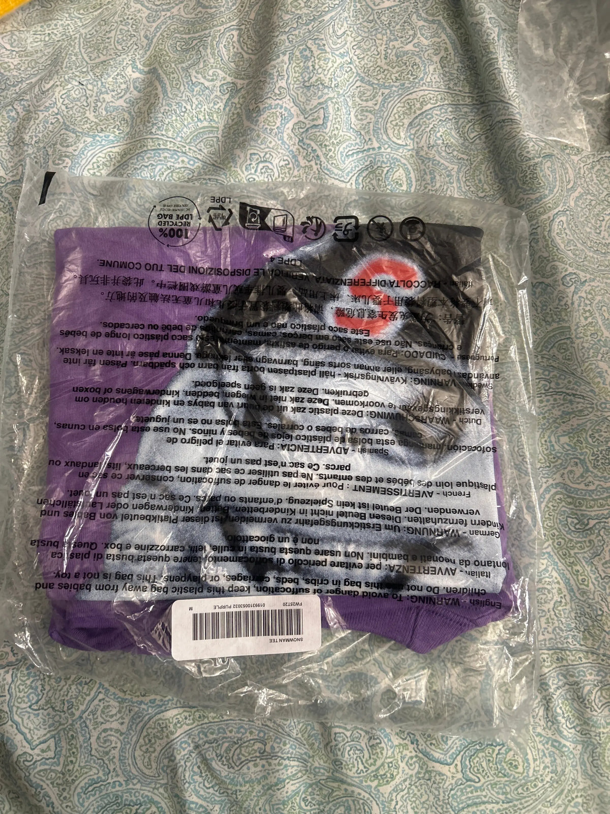 Supreme Snow Man Tee Purple Medium
