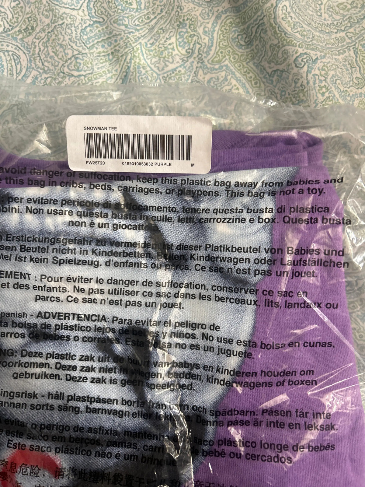 Supreme Snow Man Tee Purple Medium