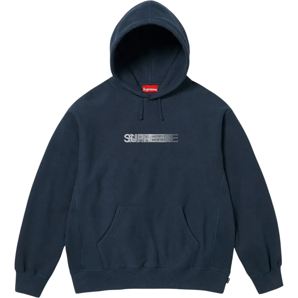 Supreme Swarovski Motion Logo Hooded Sweatshirt Navy - M