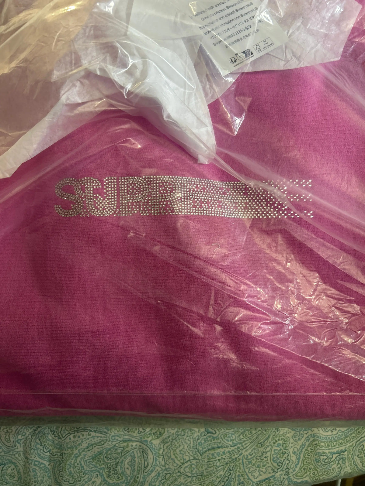 Supreme Swarovski Motion Logo Hooded Sweatshirt Pink Large