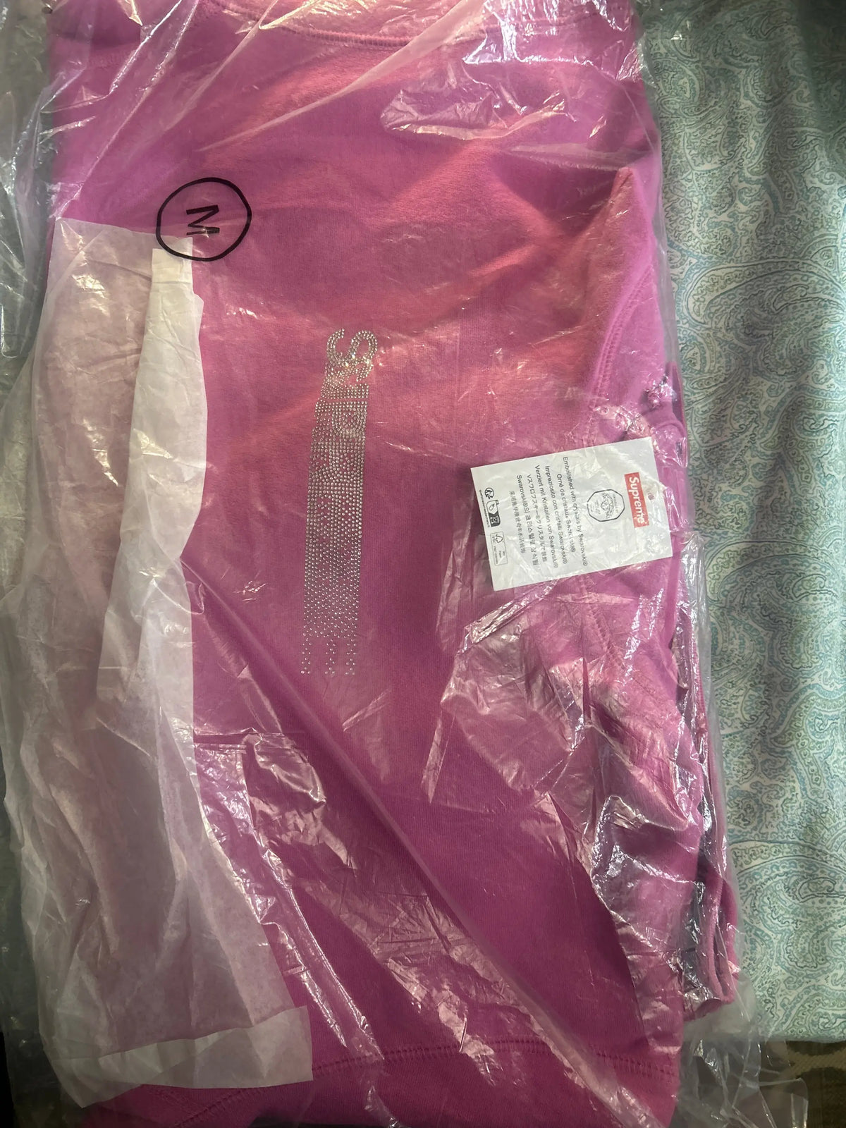 Supreme Swarovski Motion Logo Hooded Sweatshirt Pink Large