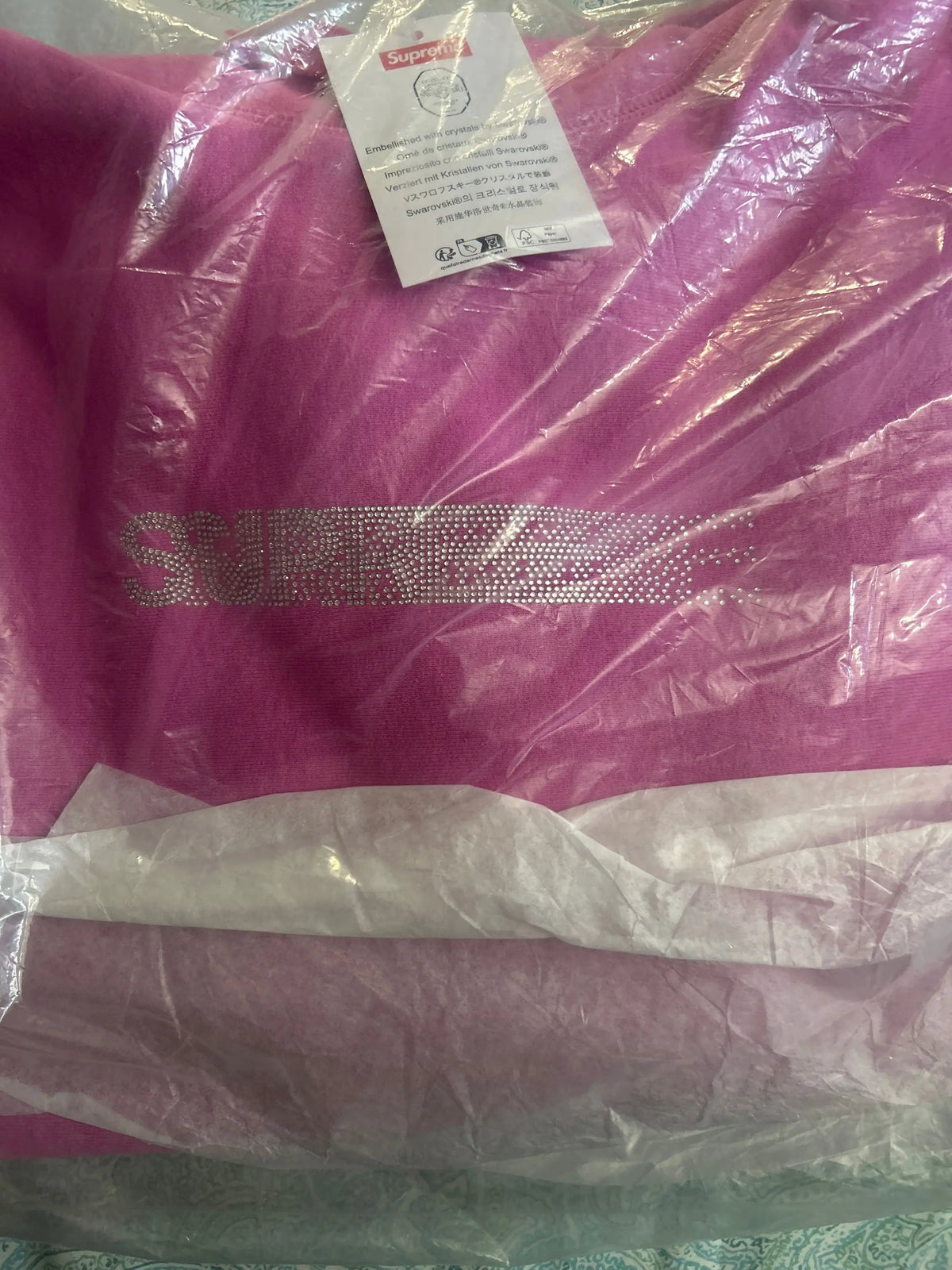 Supreme Swarovski Motion Logo Hooded Sweatshirt Pink Large