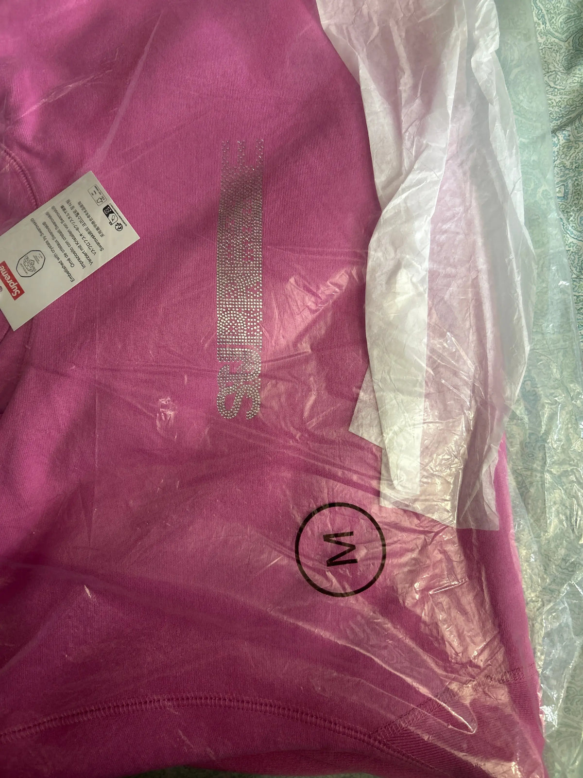 Supreme Swarovski Motion Logo Hooded Sweatshirt Pink Medium
