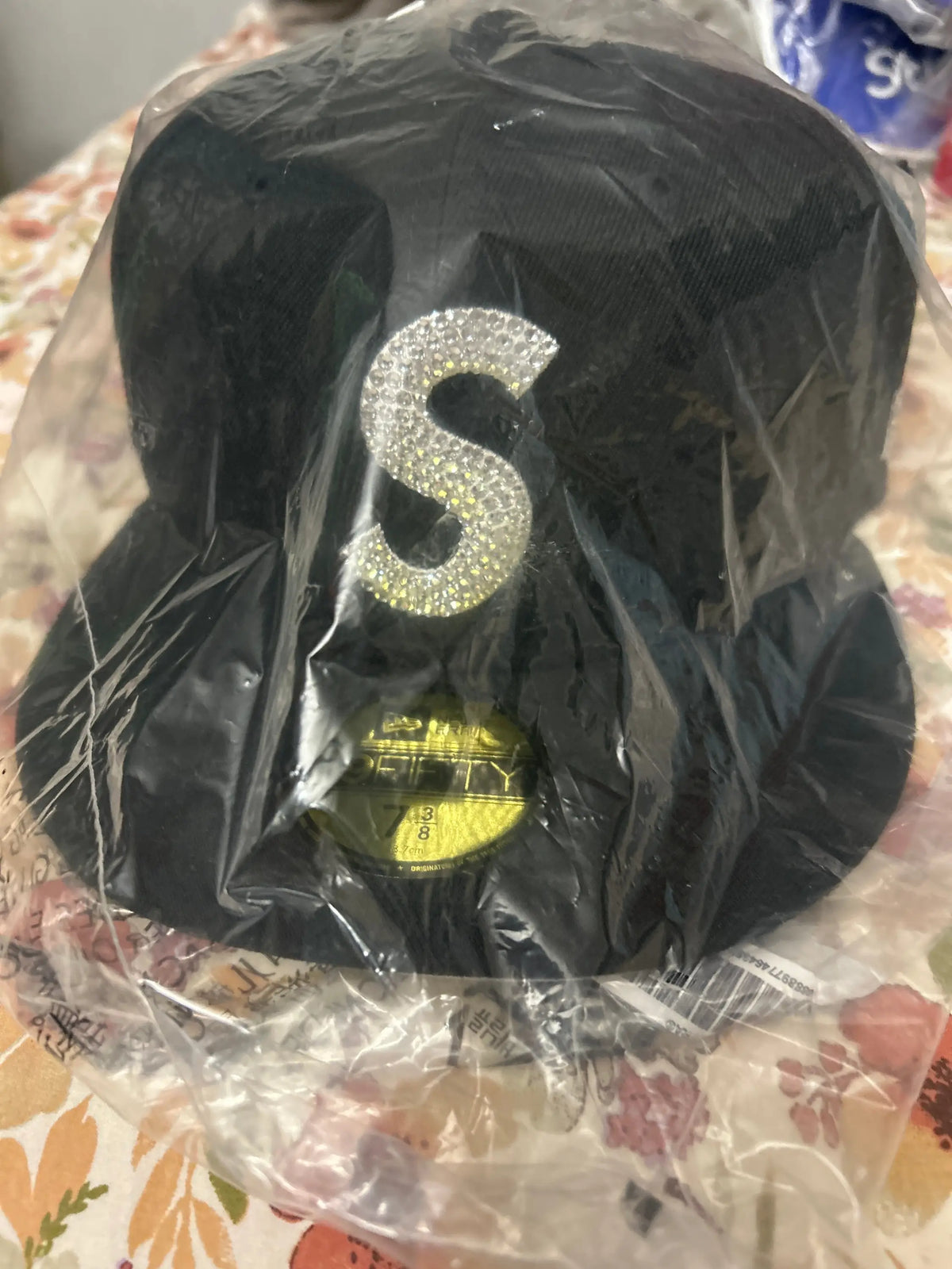 Supreme Swarovski S Logo New Era 59Fifty Fitted Hat Black 7 3/8”