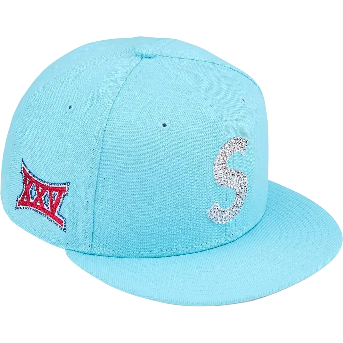 Supreme Swarovski S Logo New Era 59Fifty Fitted Hat Light Blue - 7 1/2