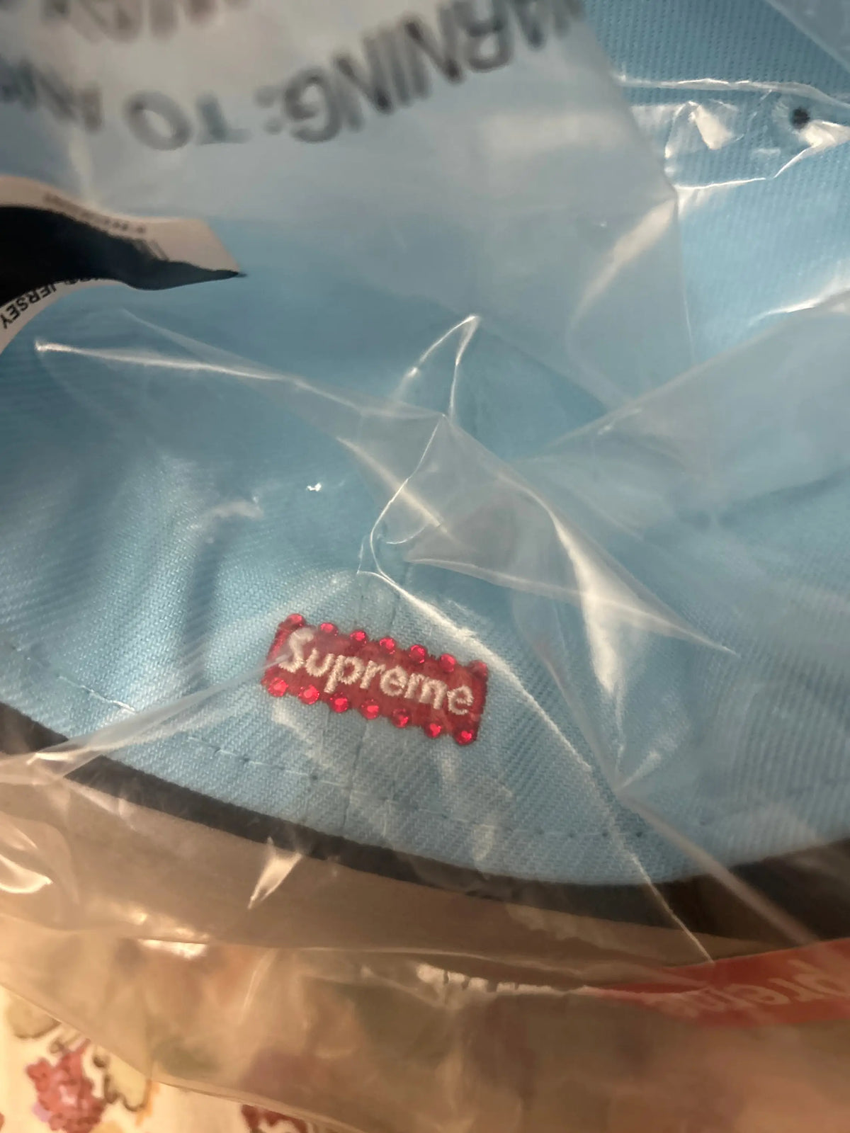 Supreme Swarovski S Logo New Era 59Fifty Fitted Hat Light Blue 7 1/2”