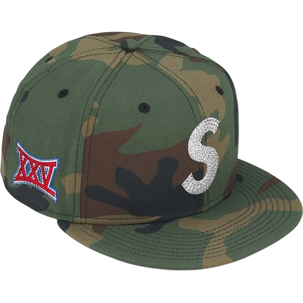 Supreme Swarovski S Logo New Era 59Fifty Fitted Hat Woodland Camo