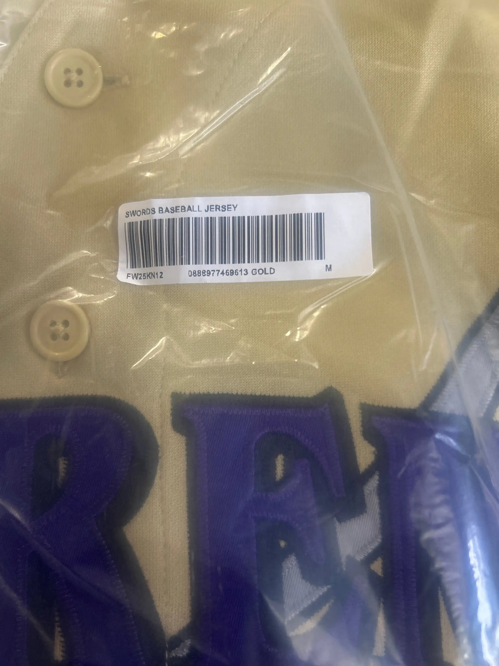 Supreme Swords Baseball Jersey Gold Medium