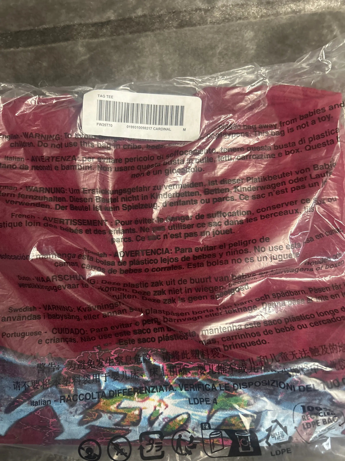 Supreme Tag Tee Cardinal Medium