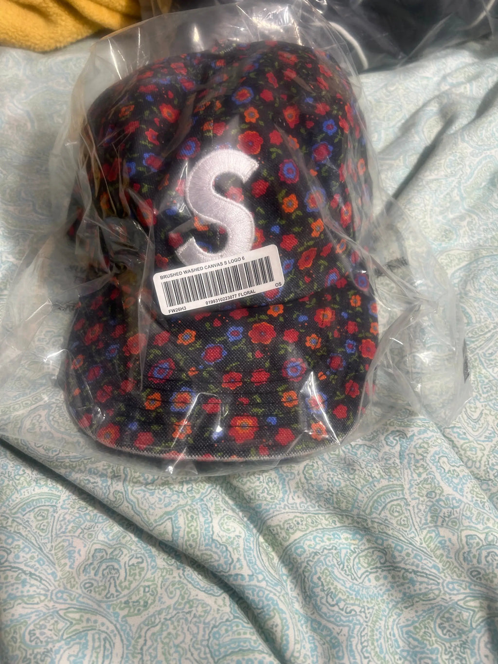 Supreme Washed Canvas S Logo 6-Panel Hat (FW26)Floral Multicolor