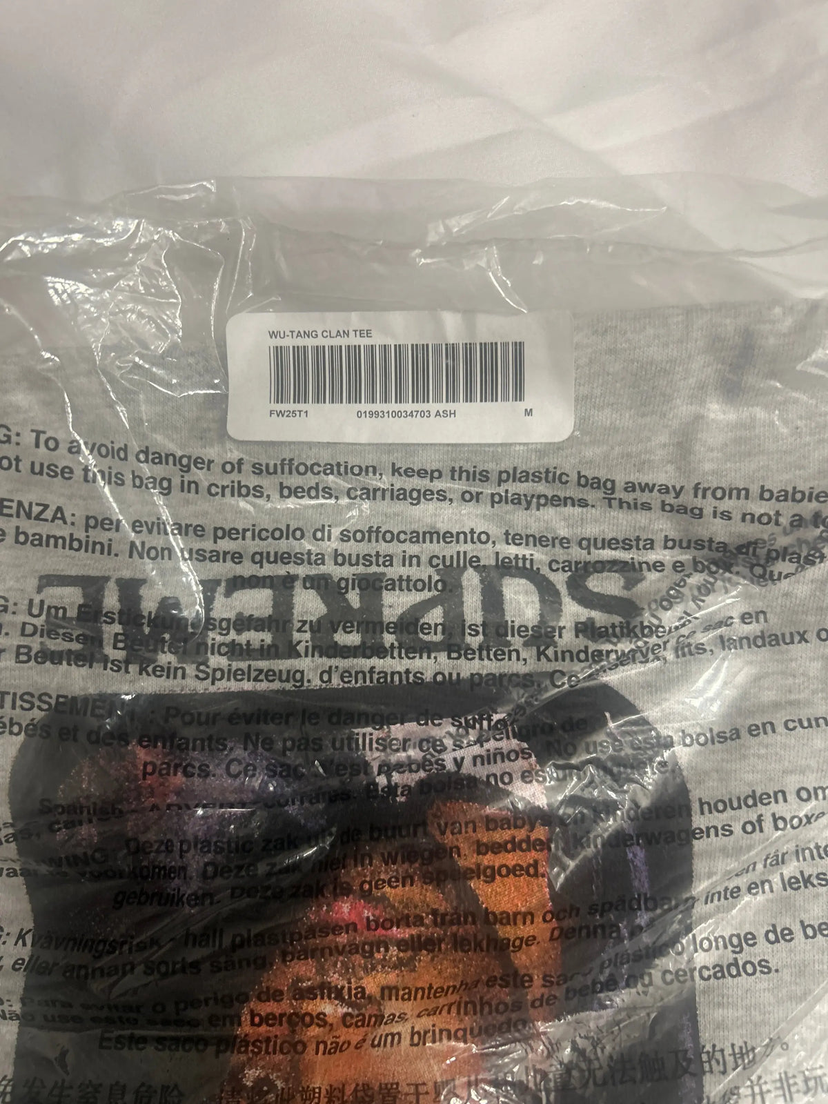 Supreme Wu Tang Clan T-Shirt Ash Grey Medium