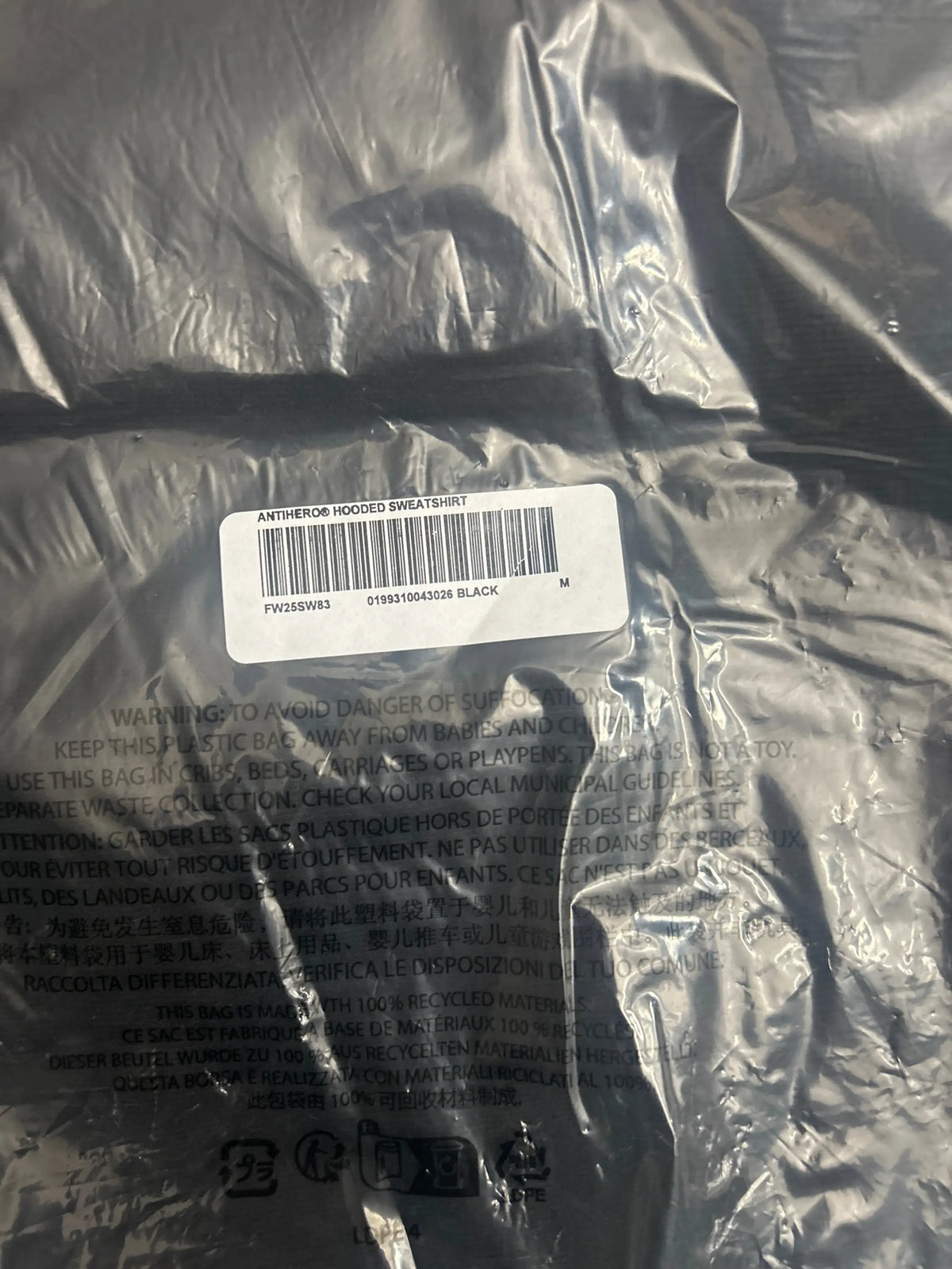 Supreme x Antihero Pullover Hoodie Black Medium
