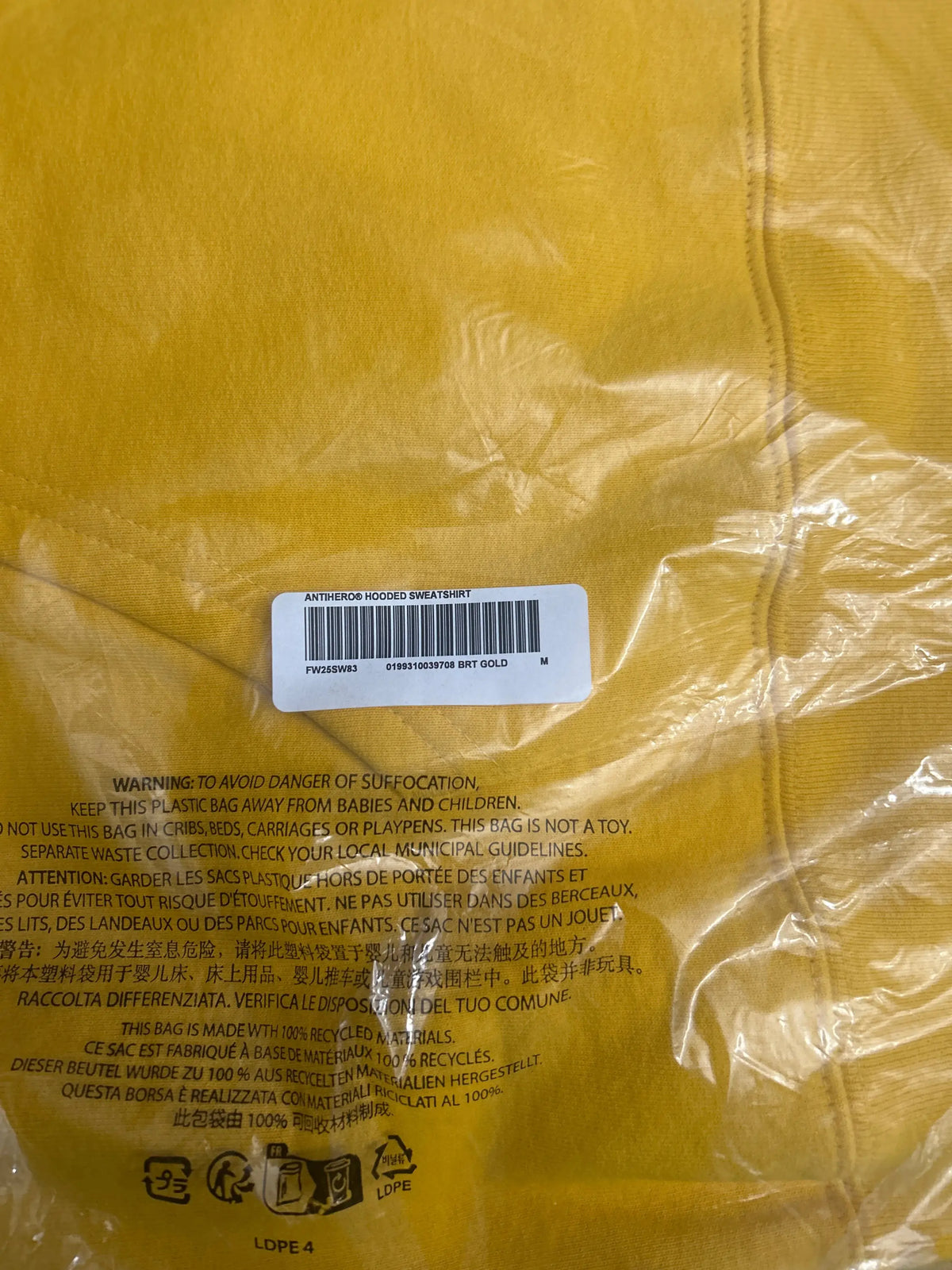 Supreme x Antihero Pullover Hoodie Yellow Medium