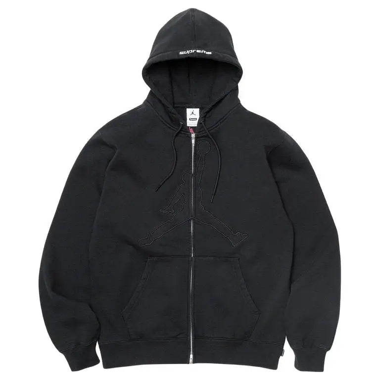 Supreme x Jordan Hooded Zip Up Sweatshirt Black Large