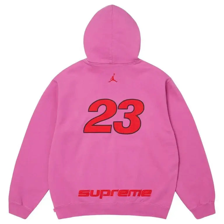 Supreme x Jordan Hooded Zip Up Sweatshirt Pink Large