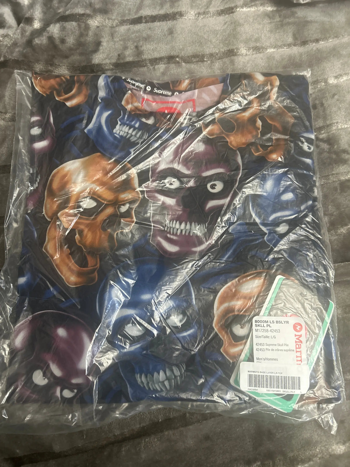 Supreme x Marmot Base Layer Long Sleeve Top Skull Pile Large