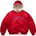 Supreme x Mitchell & Ness Lined Hooded Satin Varsity Jacket Red - M