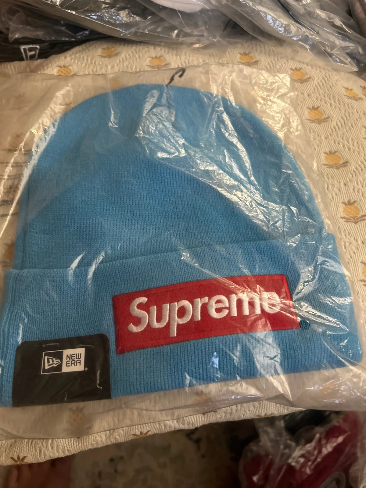 Supreme x New Era Box Logo Beanie Cyan