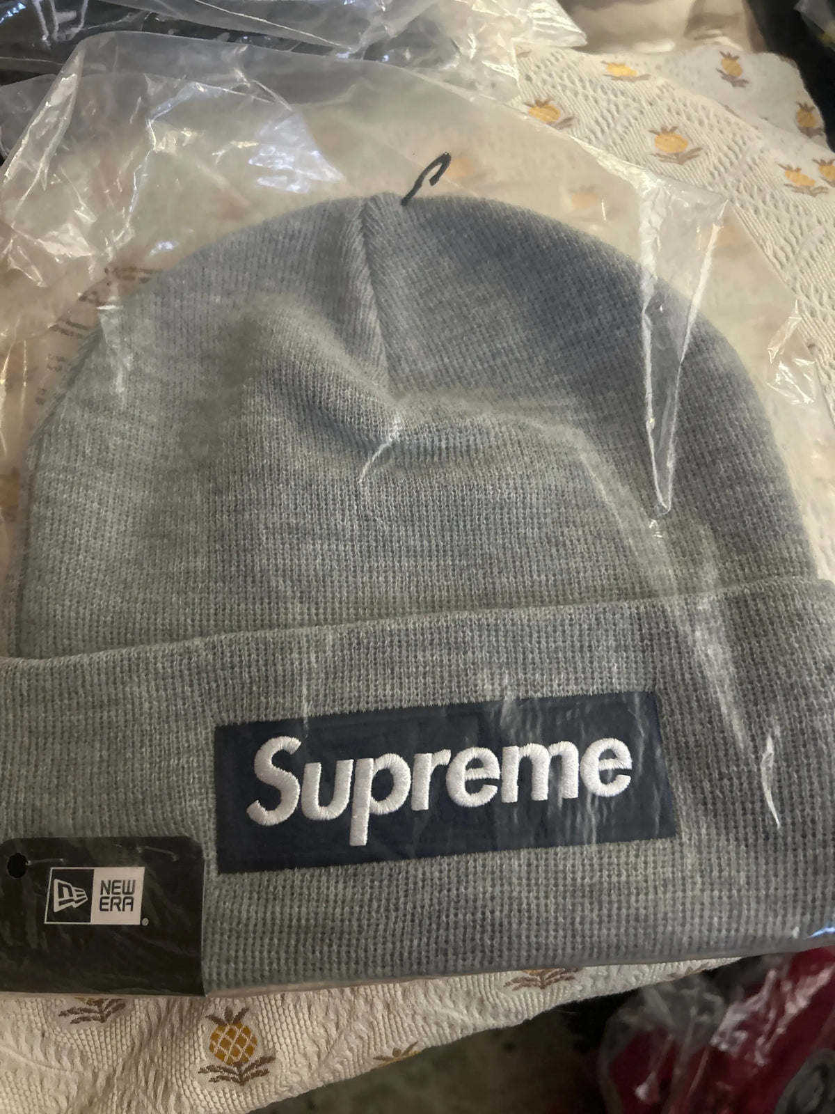 Supreme x New Era Box Logo Beanie Grey