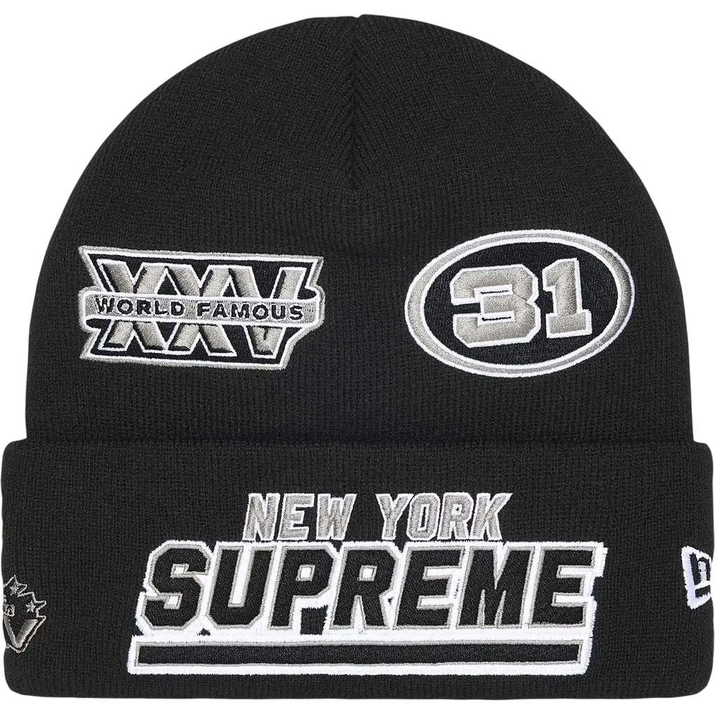 Supreme x New Era Football Beanie Black - One size